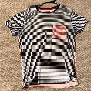Red and blue striped shirt